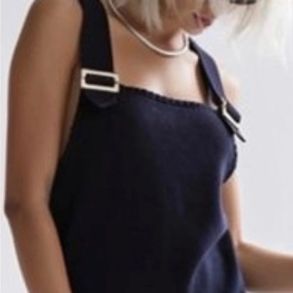 Chanel Vintage 2005 Cruise Collection Buckle Strap Knit Tank Top